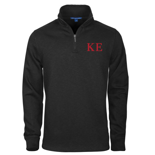 Black Slub Fleece 1/4 Zip Pullover-One Color Greek Letters