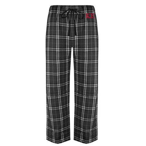 Black/Grey Flannel Pajama Pant-One Color Greek Letters