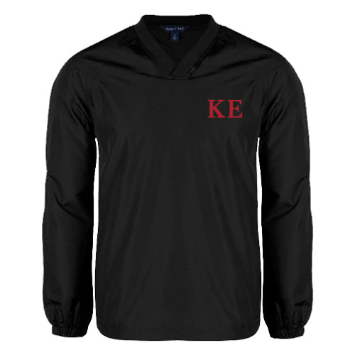 Black V Neck Raglan Windshirt-One Color Greek Letters