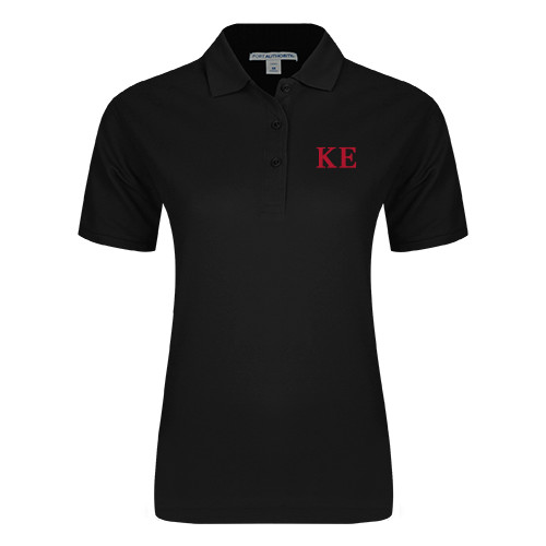 Womens Silk Touch Black Pique Polo-One Color Greek Letters