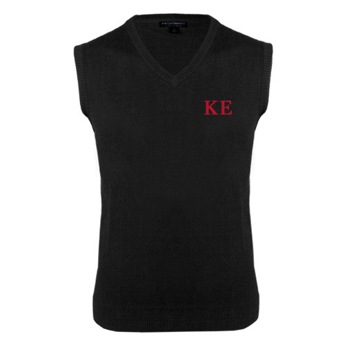 Black VNeck Sweater Vest-One Color Greek Letters