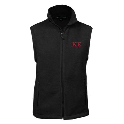 Black Fleece Full Zip Vest-One Color Greek Letters
