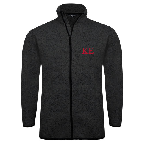 Black Heather  Sweater Fleece Jacket-One Color Greek Letters
