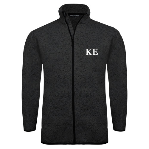 Black Heather  Sweater Fleece Jacket-One Color Greek Letters