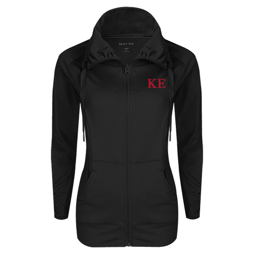 Womens Black Sport Wick Stretch Full Zip Jacket-One Color Greek Letters
