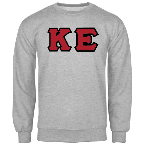 Grey Fleece Crew-Greek Letters Tackle Twill
