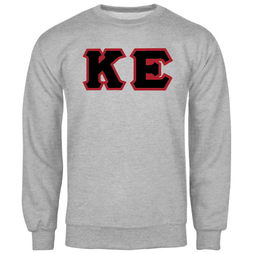 Grey Fleece Crew-Greek Letters Tackle Twill