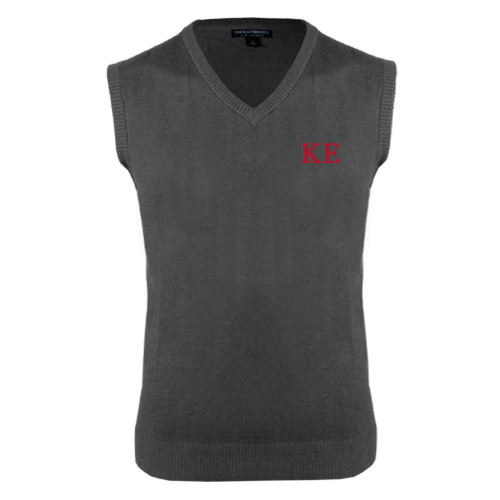 Charcoal VNeck Sweater Vest-One Color Greek Letters