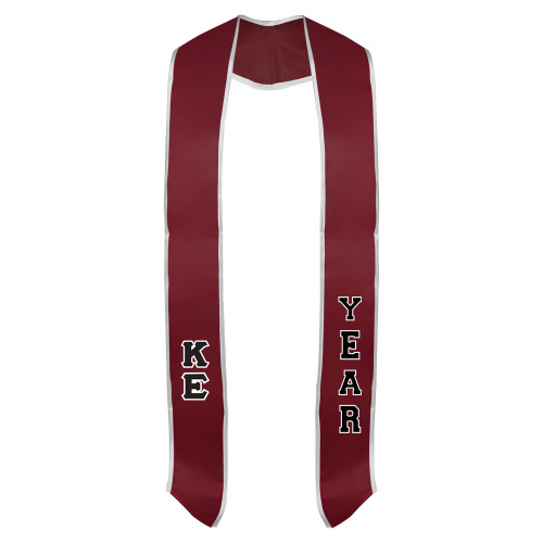  Cardinal Graduation Stole w/White Trim - Greek Letters Tackle Twill Stacked