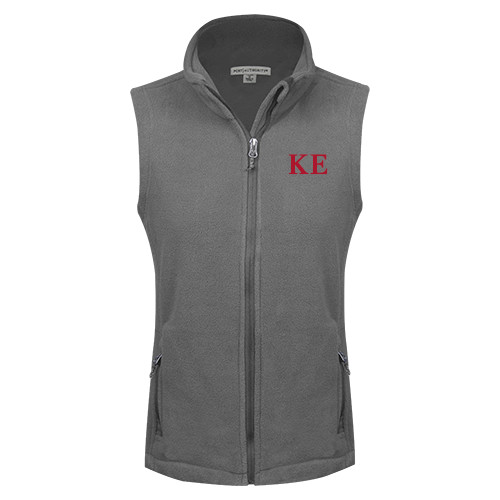 Womens Charcoal Fleece Full Zip Vest-One Color Greek Letters