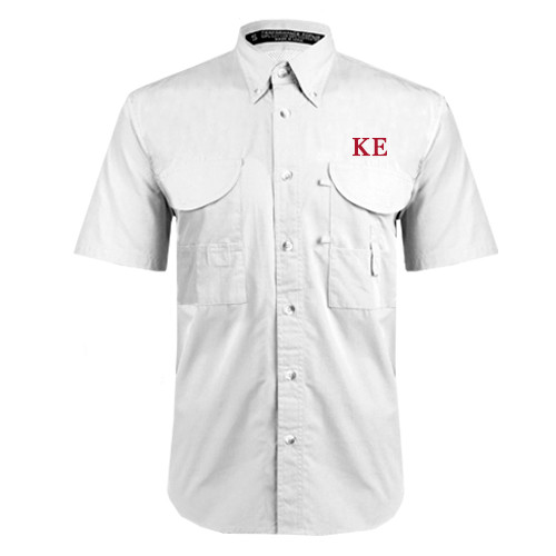 White Fishing Shirt Performance Short Sleeve-One Color Greek Letters