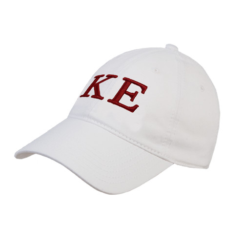 White Unstructured Adjustable Low Profile Hat-One Color Greek Letters