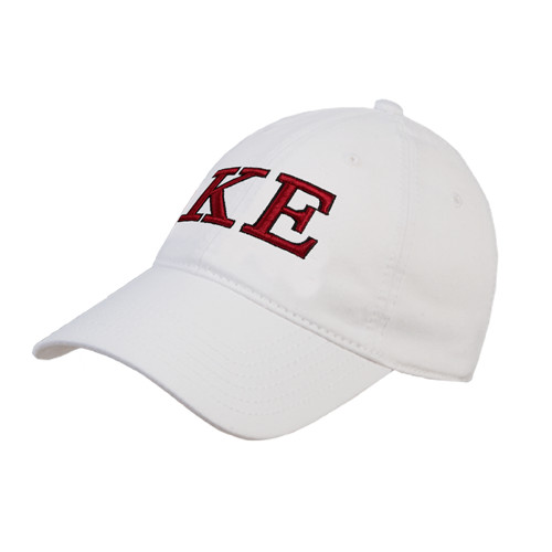 White Unstructured Adjustable Low Profile Hat-Two Color Greek Letters