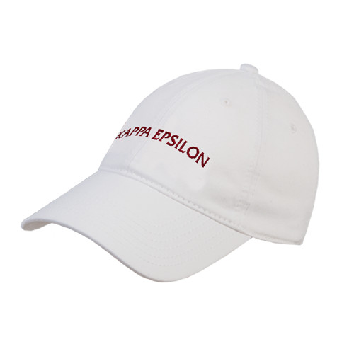 White Unstructured Adjustable Low Profile Hat-Arched Kappa Epsilon