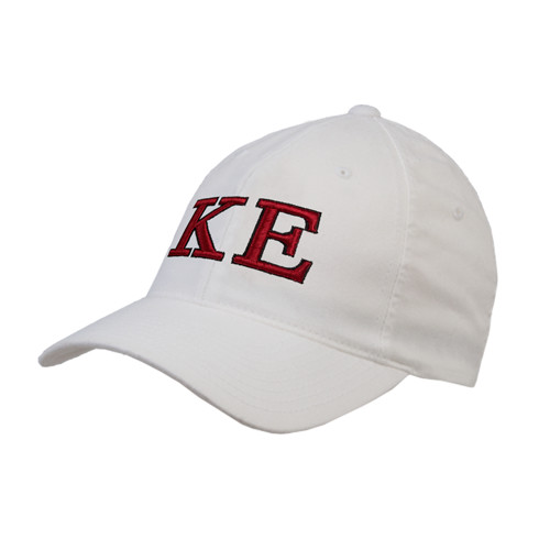 White Flexfit Structured Low Profile Hat-Two Color Greek Letters