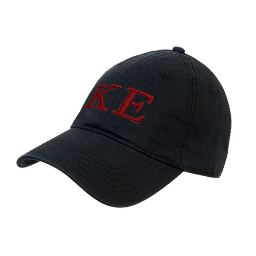 Black Unstructured Adjustable Low Profile Hat-One Color Greek Letters