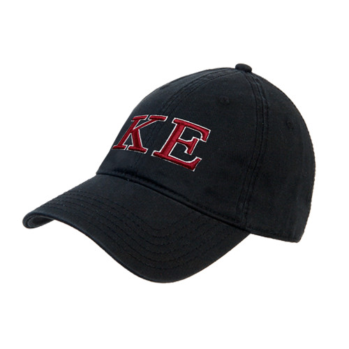 Black Unstructured Adjustable Low Profile Hat-Two Color Greek Letters