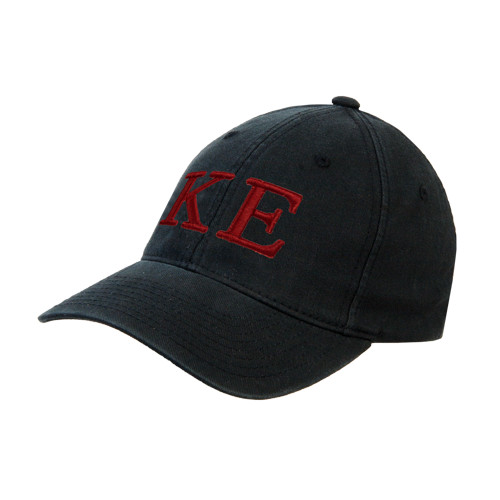 Black Flexfit Structured Low Profile Hat-One Color Greek Letters