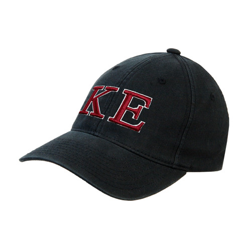 Black Flexfit Structured Low Profile Hat-Two Color Greek Letters