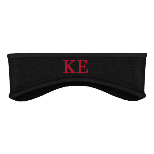 Black Stretch Fleece Headband-One Color Greek Letters