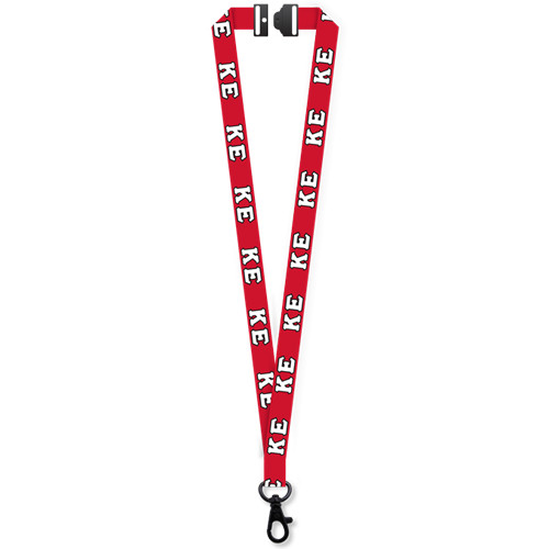  3/4 Inch Smooth Polyester Sublimated Lanyard w/Black Lobster Claw and Breakaway - Greek Letters