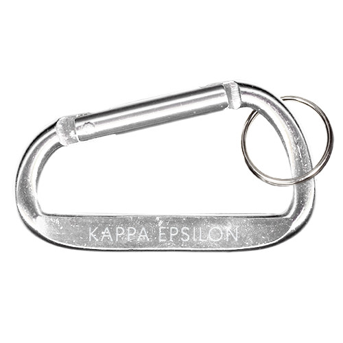  Silver Carabiner with Split Ring - Kappa Epsilon Word Mark Engraved
