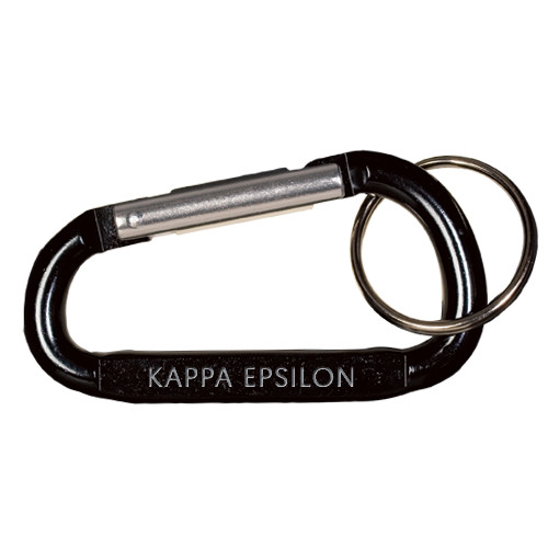  Black Carabiner with Split Ring - Kappa Epsilon Word Mark Engraved