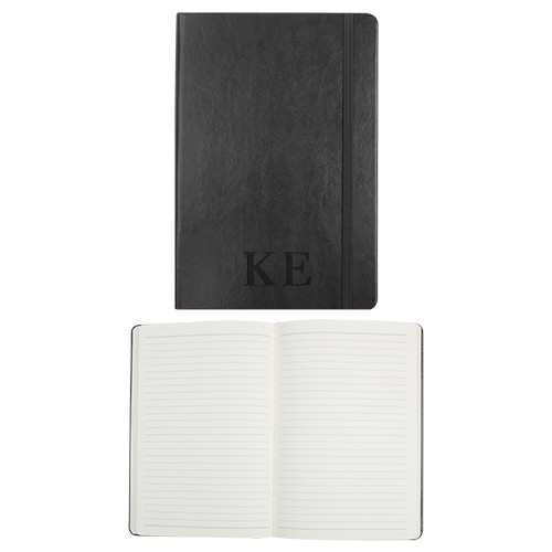 Fabrizio Black Hard Cover Journal-Greek Letters Engraved