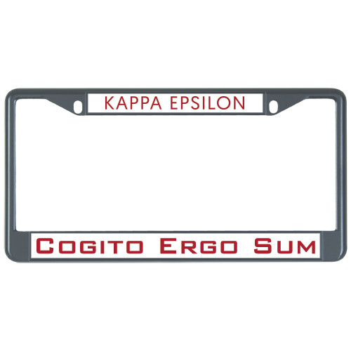  Metal License Plate Frame in Black - Kappa Epsilon