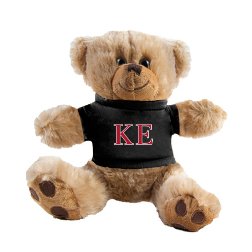  Plush Big Paw 8 1/2 inch Brown Bear w/Black Shirt - Two Color Greek Letters