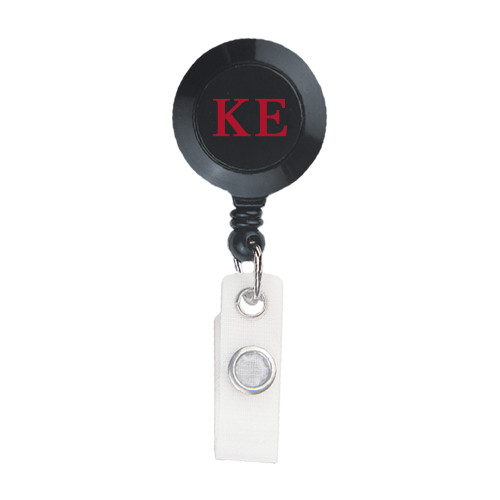  Black Retractable Badge Holder - One Color Greek Letters