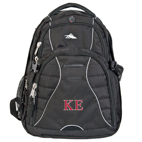 High Sierra Black Swerve Computer Backpack-Two Color Greek Letters