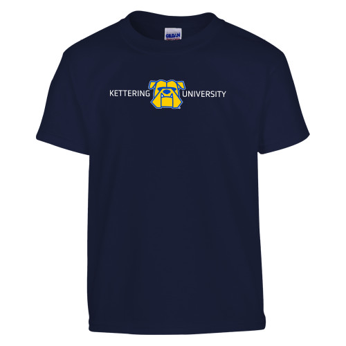 Youth Navy T Shirt - Kettering University with Mascot Head