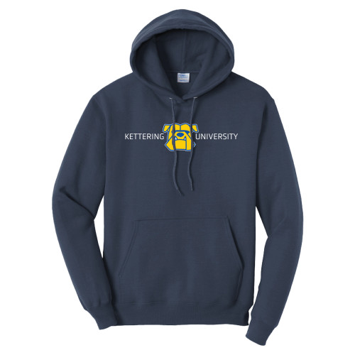  Tall Navy Fleece Hoodie - Kettering University with Mascot Head