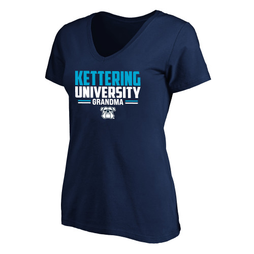  Womens Plus Navy V Neck T Shirt - Kettering University Grandma