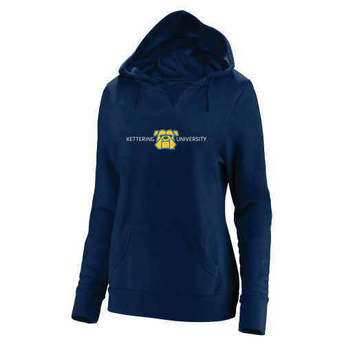  Womens Plus Navy Hoodie - Kettering University with Mascot Head