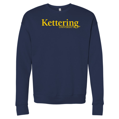  Bella + Canvas Navy Fleece Crew - Kettering University Wordmark