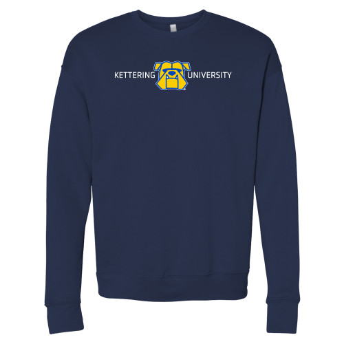  Bella + Canvas Navy Fleece Crew - Kettering University with Mascot Head