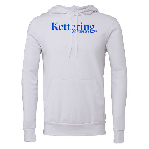  Bella + Canvas White Fleece Hood - Kettering University Wordmark