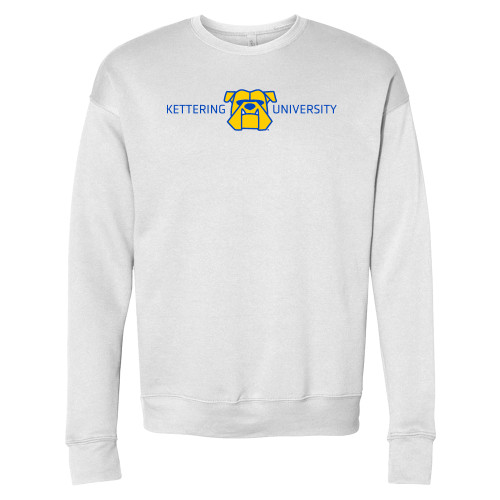  Bella + Canvas White Fleece Crew - Kettering University with Mascot Head