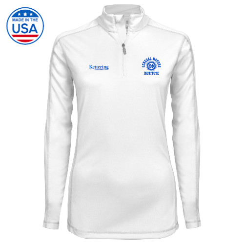  Syntrel Womens White Interlock 1/4 Zip - General Motors Institute