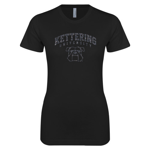  Next Level Womens Black Boyfriend Tee - F Graphite Soft Glitter
