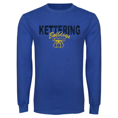  Royal Long Sleeve T Shirt - Kettering Bulldogs Distressed