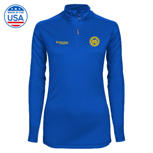  Syntrel Womens Royal Interlock 1/4 Zip - General Motors Institute Seal