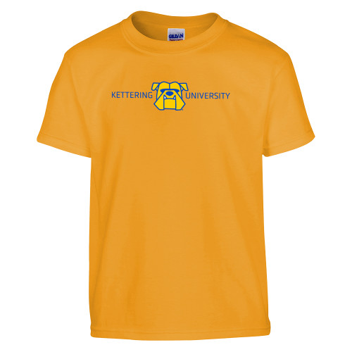 Youth Gold T Shirt - Kettering University with Mascot Head