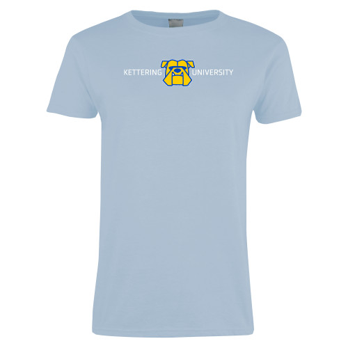  Womens Light Blue Short Sleeve Tee - Kettering University with Mascot Head