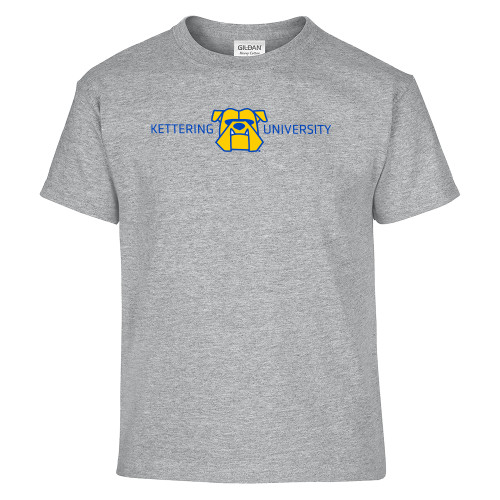  Youth Grey T Shirt - Kettering University with Mascot Head