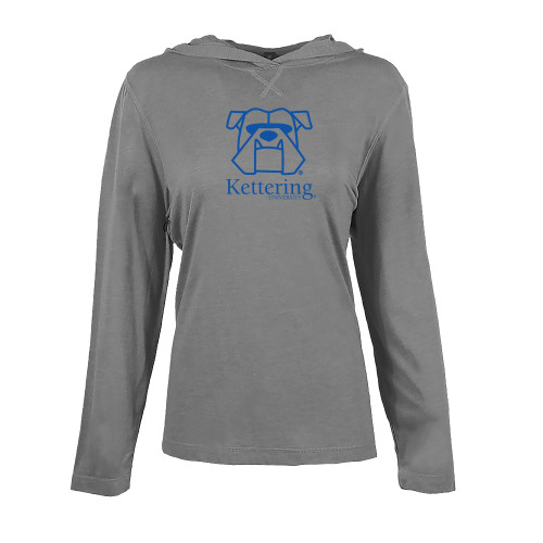  Womens Grey Heather Long Sleeve Hooded Tee - Primary Mark