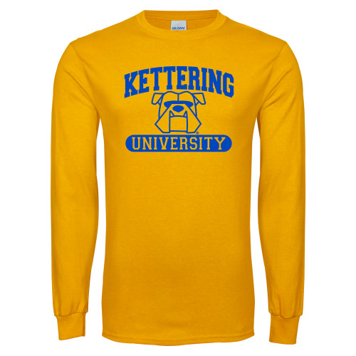  Gold Long Sleeve T Shirt - Arched Kettering University in Bar