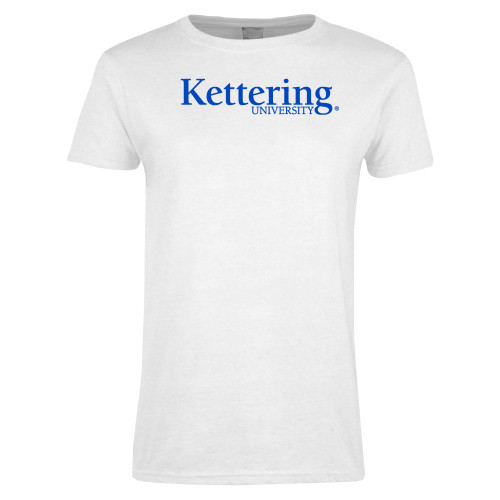  Womens White Short Sleeve Tee - Kettering University Wordmark